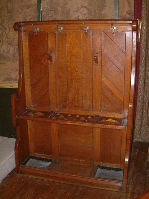 victorian gothic oak hall stand with gun rack