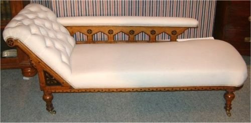 victorian oak gothic revival chaise longue