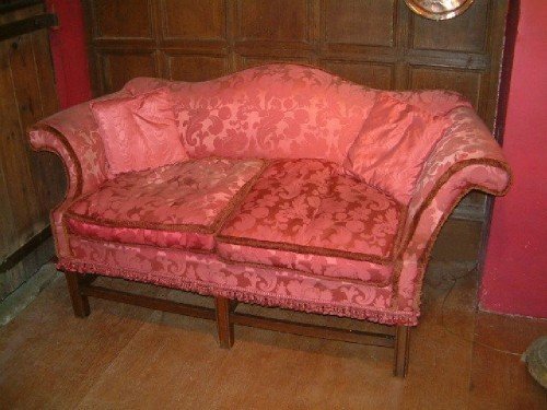 edwardian chippendale style camel back sofa