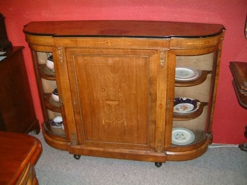 victorian walnut credenza with inlaid decoration gilt metal mounts