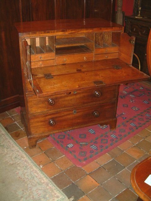 regency period mahogany secretaire chest with original wooden knobs