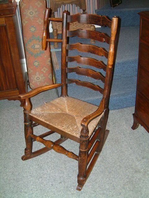 19th century lancashire ladder wing back rocking chair