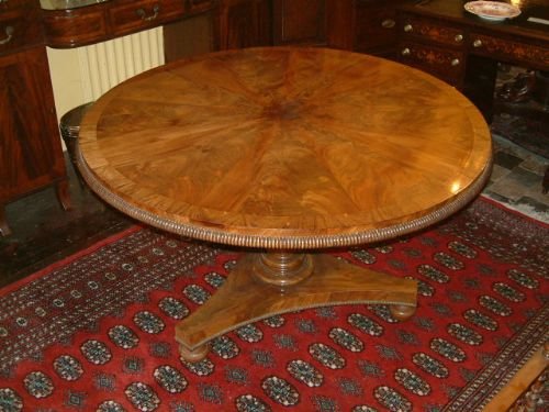 regency flame mahogany rosewood crossbandedpedestal breakfast table