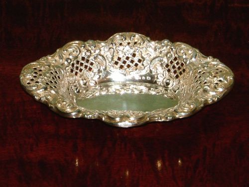 heavy hallmarked silver bon bon dish c1895