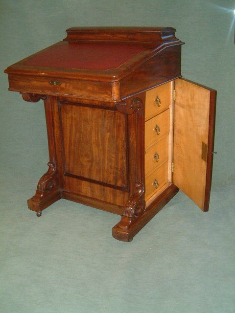 19th century mahogany satinwood davenport bearing maple co label