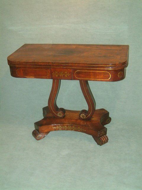 regency rosewood brass inlaid card table