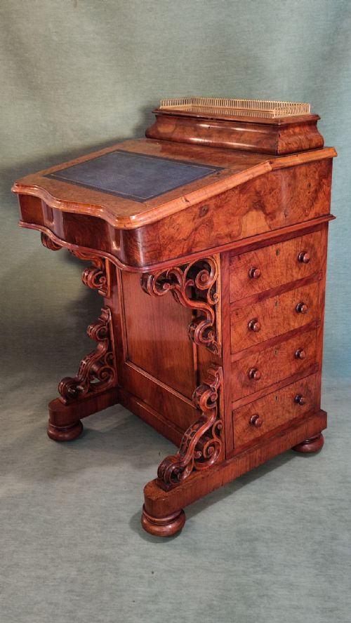 victorian burr walnut davenport