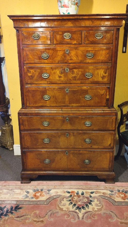 george 1st walnut chest on chest of small proportions