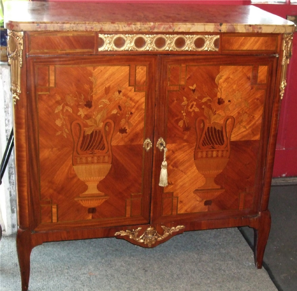 inlaid parquetry marquetry french side cabinet with gilt metal mounts