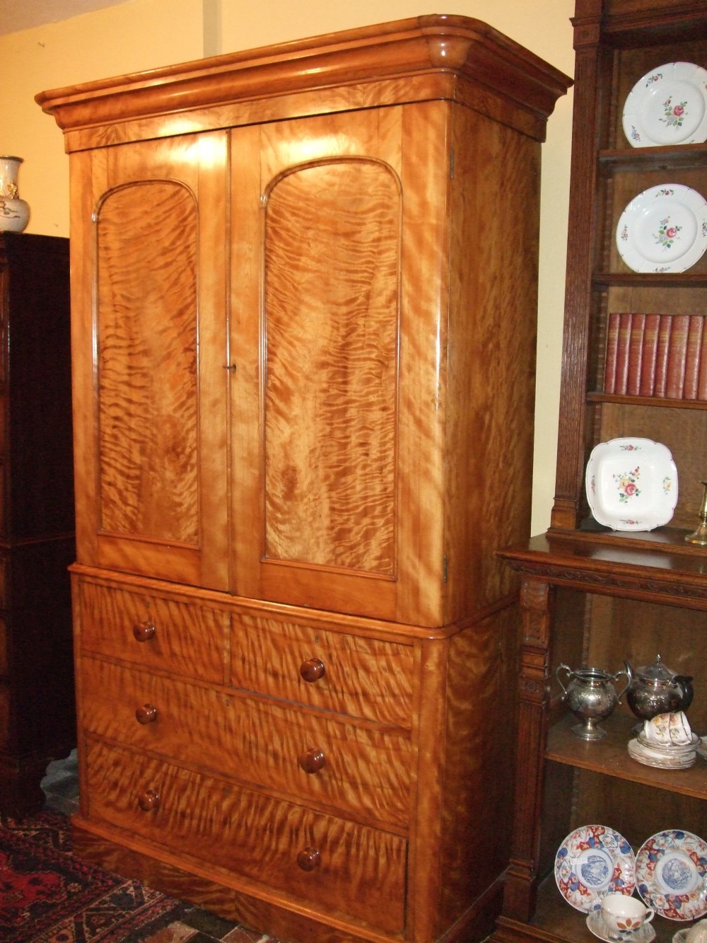 victorian satinwood wardrobelinen press