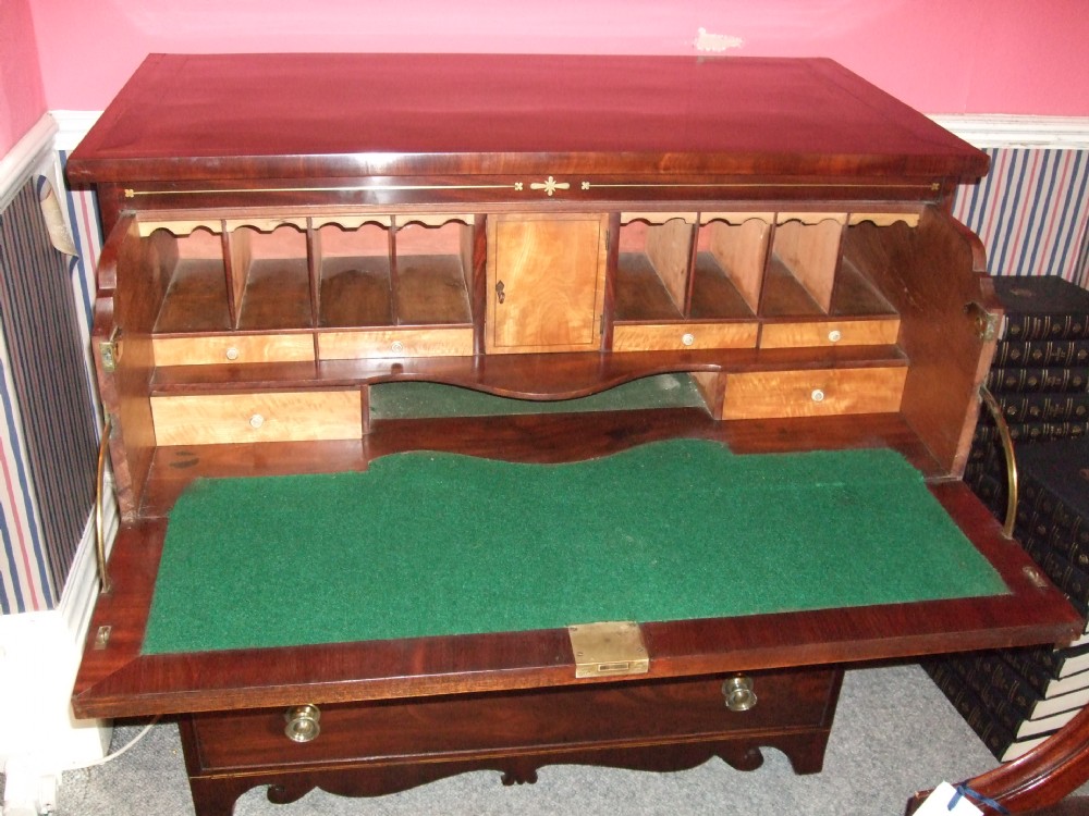 regency mahogany brass inlaid secretaire chest