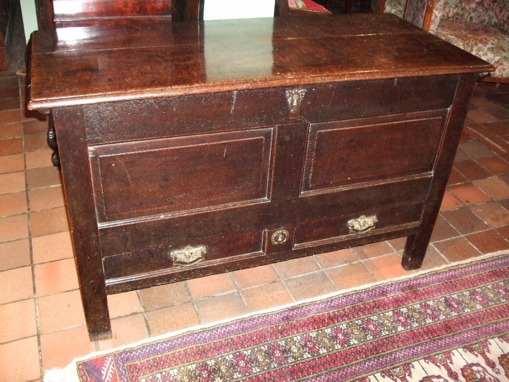 18th c oak coffer mule chest