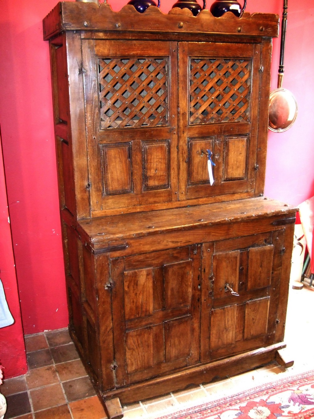 rare 17thc oak chestnut dresser food hutch