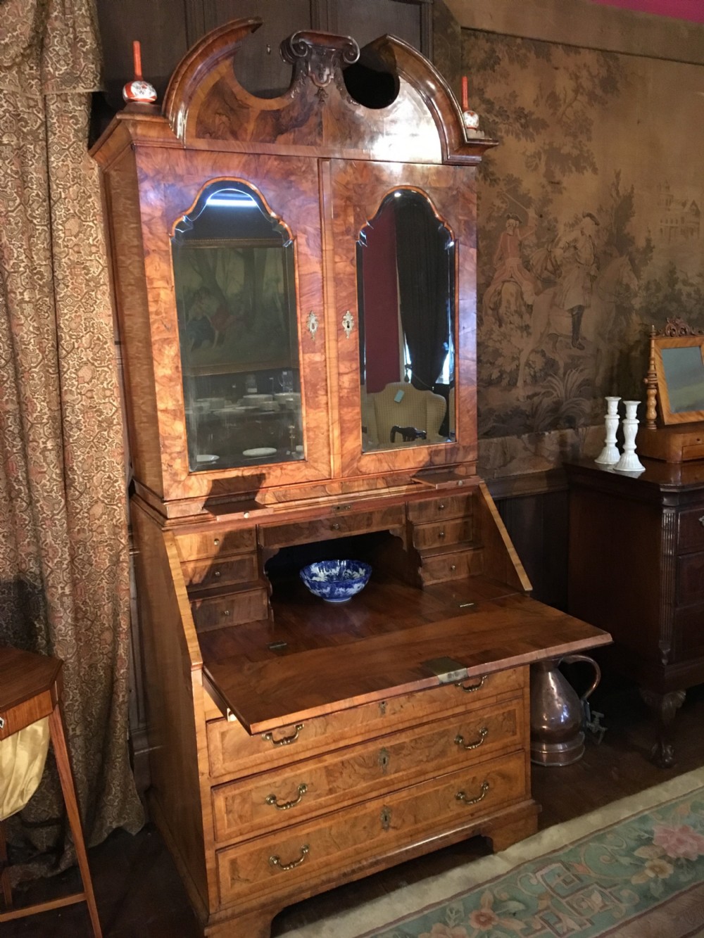 george 1st period walnut bureau bookcase c1720