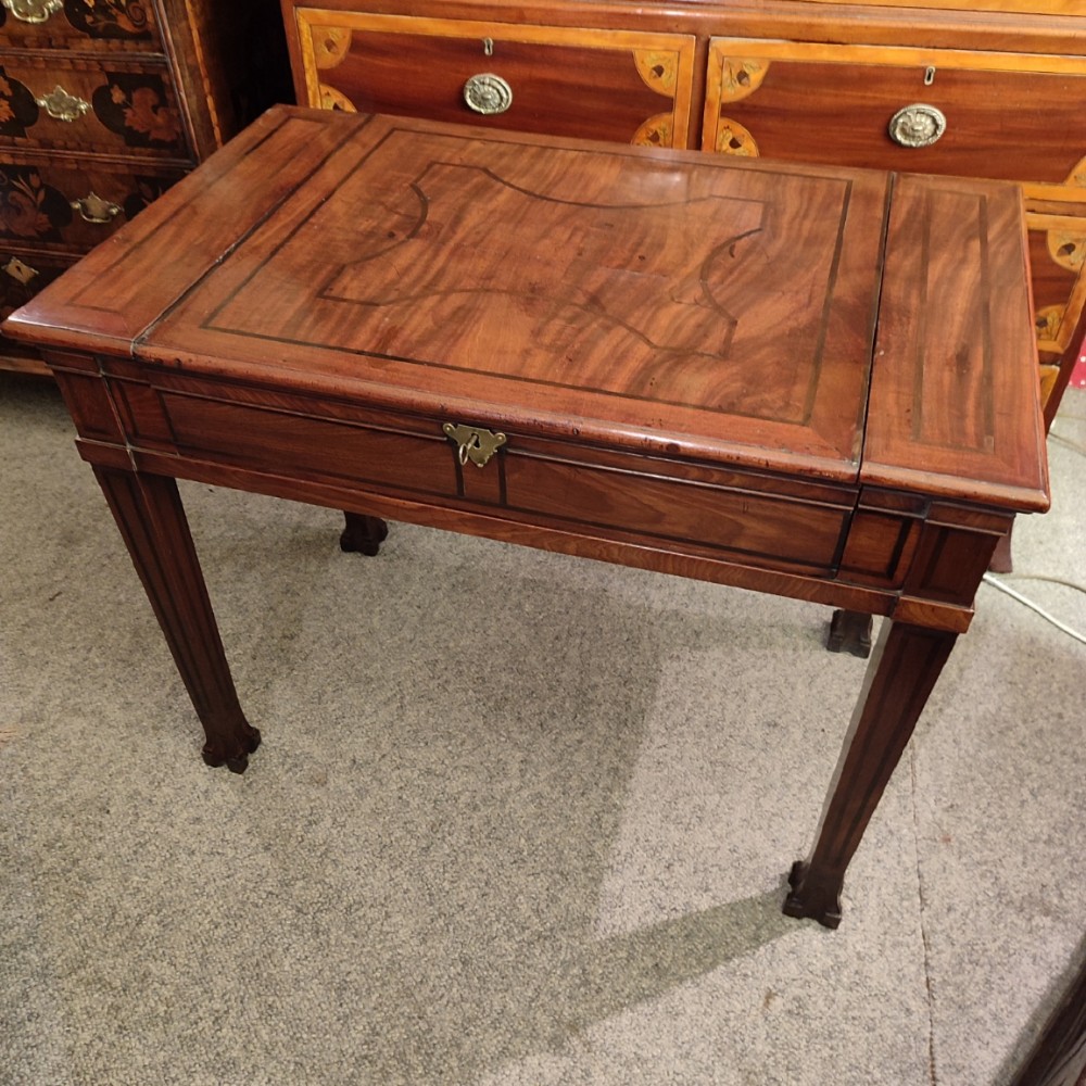 fine quality metamorphic mahogany inlaid writing table 18thc