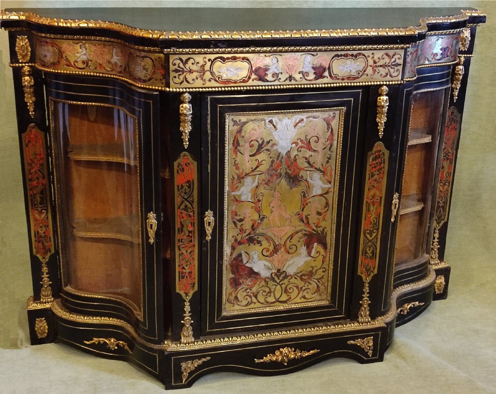 rare superb childs ebonised boulle credenza 19thc