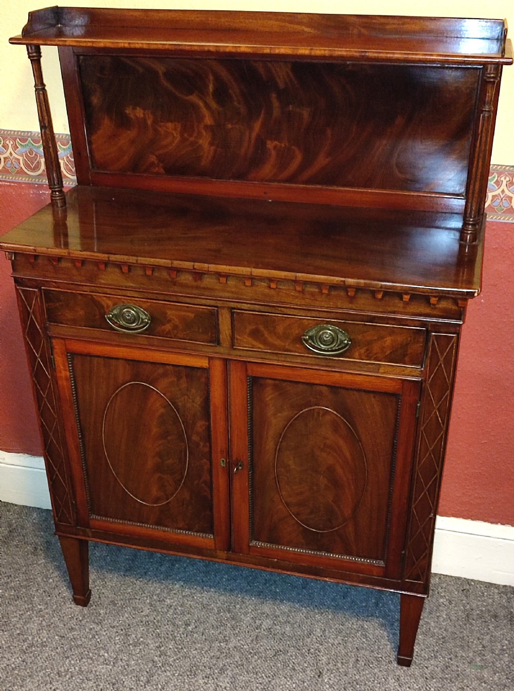 regency mahogany inlaid side cabinet