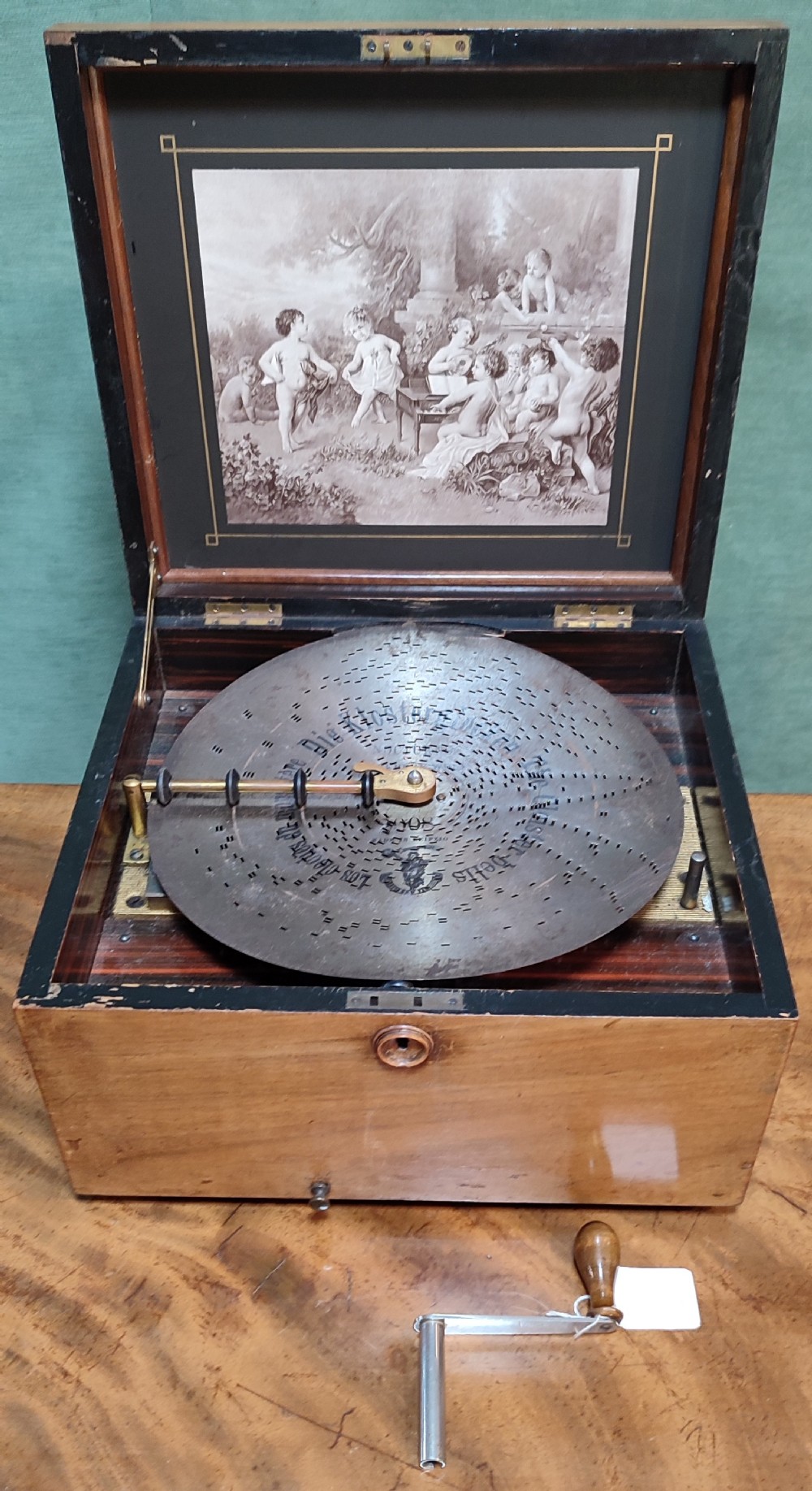 11 polyphon 19thc walnut case with 15 discs