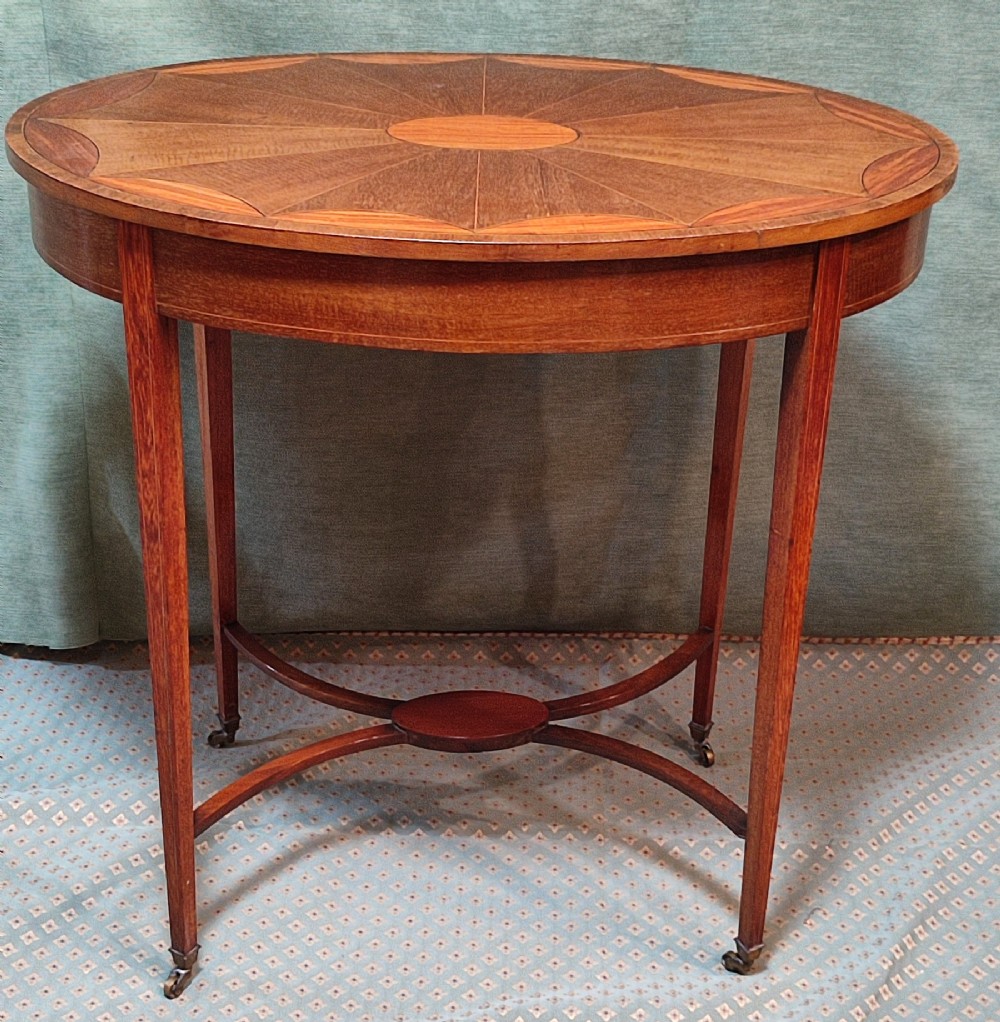 edwardian mahogany inlaid with satinwood oval table