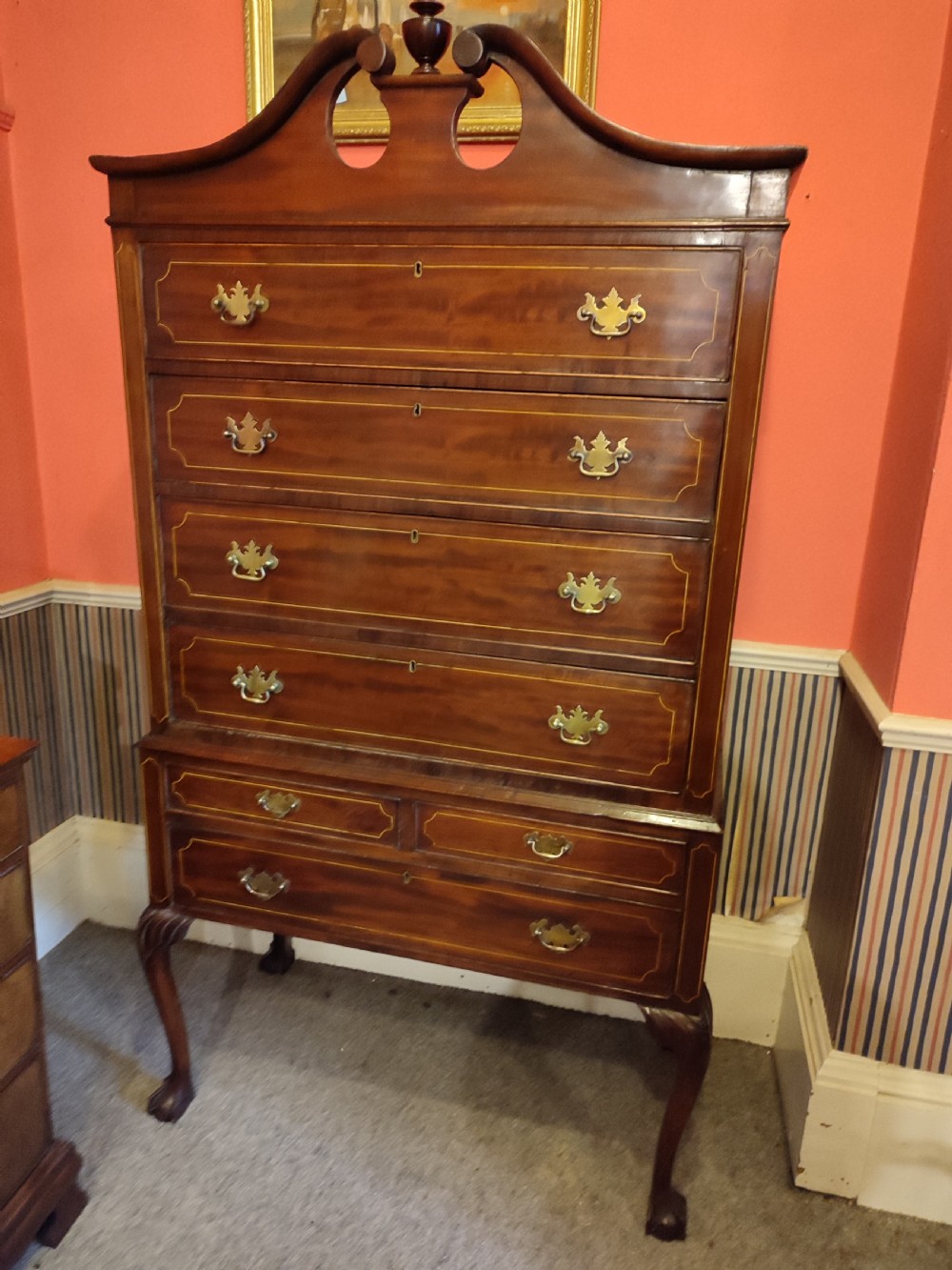19thc mahogany american style federal chest on stand